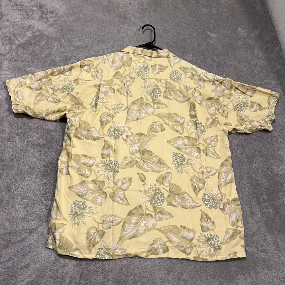 Tommy Bahama Shirt Mens Large Yellow Green Floral Silk Camp Hawaiian Pocket - Picture 6 of 7